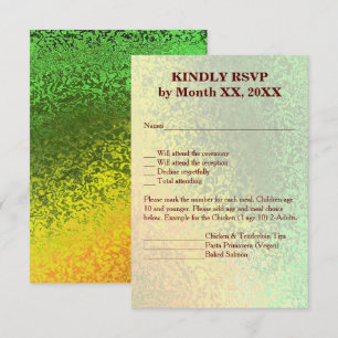 Autumn Shades Green Yellow Wedding Vert Menu RSVP Invitation