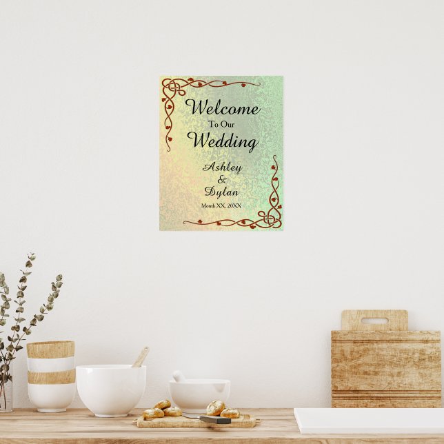 Autumn Shades Green Yellow Welcome Wedding Sign (Kitchen)