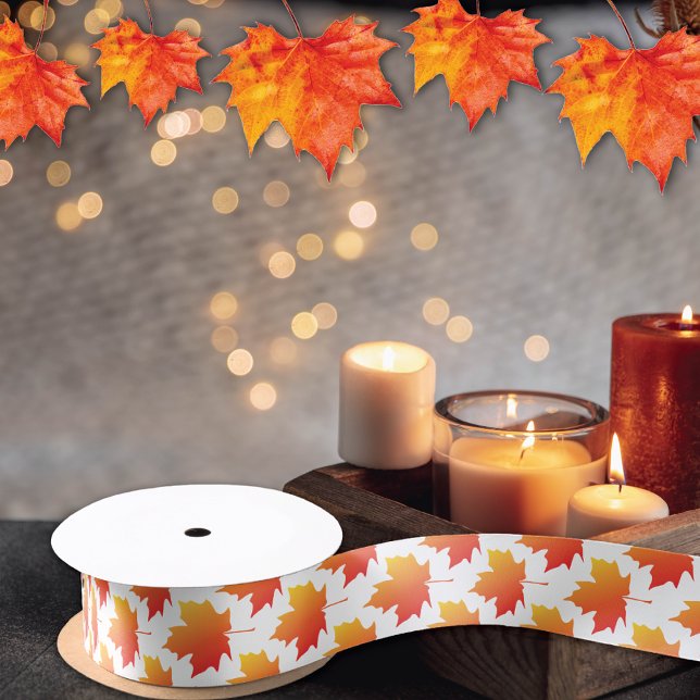 Autumn Shades Maple Leaves Satin Ribbon (Creator Uploaded)
