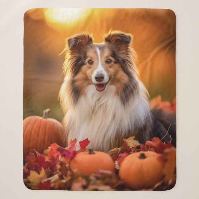 Autumn Sheltie Sherpa Blanket (Front)