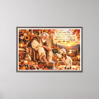 Autumn Shepherd's Gentle Promise | Matthew 11:28 C Canvas Print