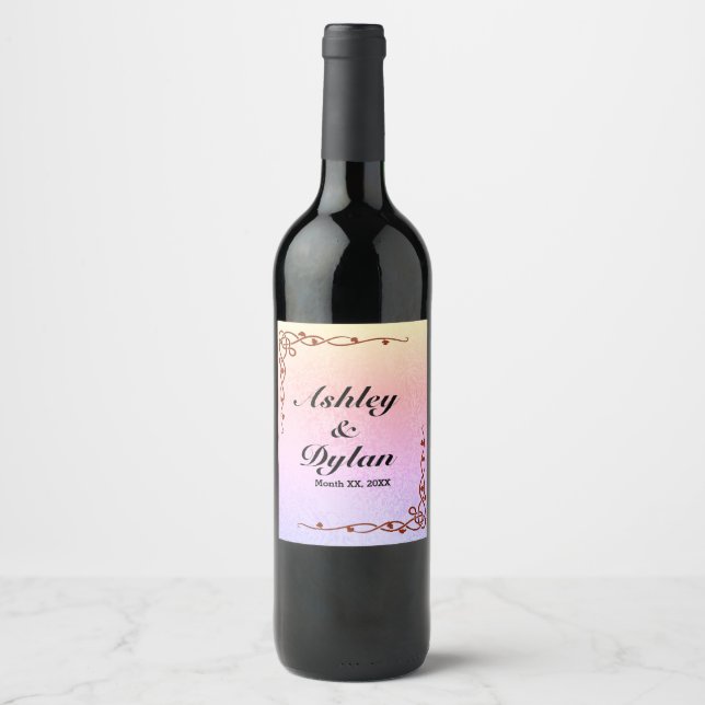 Autumn Shimmer Shades Yellow Pink Purple Wine Label (Front)