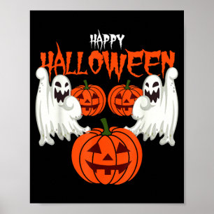 Autumn shirt with pumpkin face ghosts of autumn poster