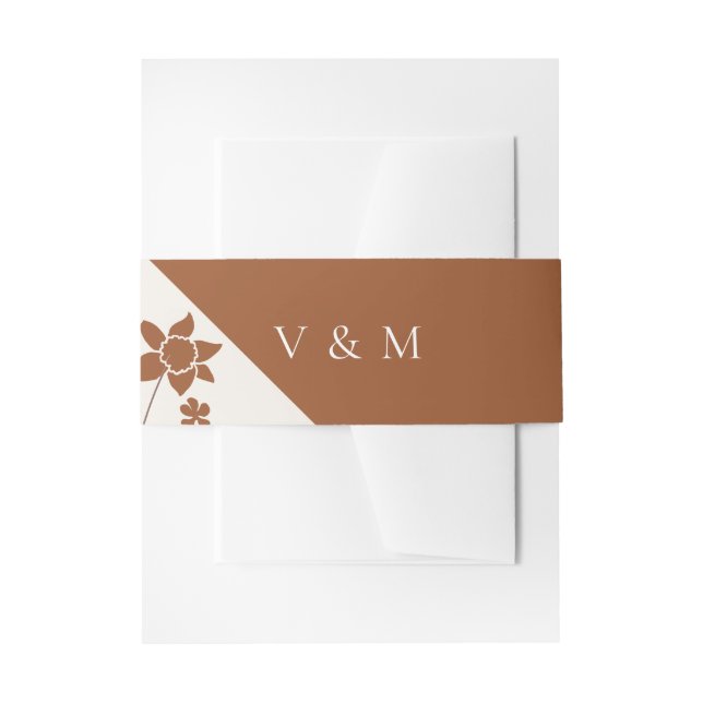 Autumn Side Floral Wedding Detail Enclosure Card Invitation Belly Band (Front Example)