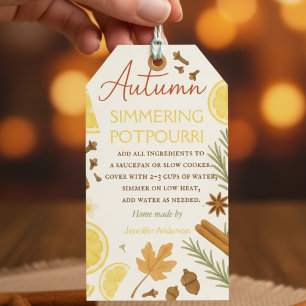 Autumn simmering potpourri gift tags