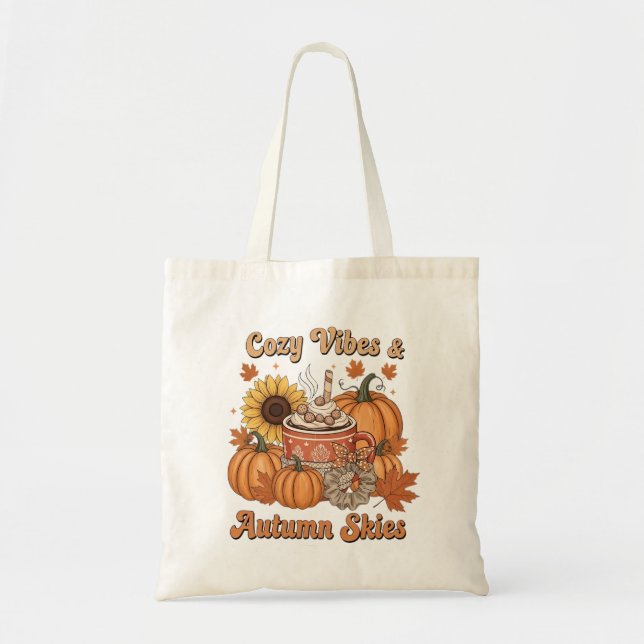 Autumn Skies Hot Chocolate Tote Bag (Front)
