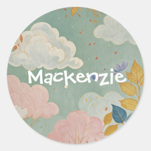 Autumn Skies: Leaves and Clouds Harmony Classic Round Sticker