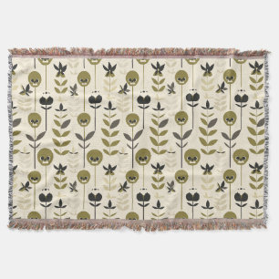 Autumn Skull Floral Fleece Throw Blanket
