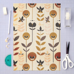 Autumn Skull Floral Pattern Tissue Paper