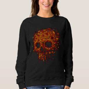 Autumn Skull Shape Fall Leaves Graphics Halloween Sweatshirt