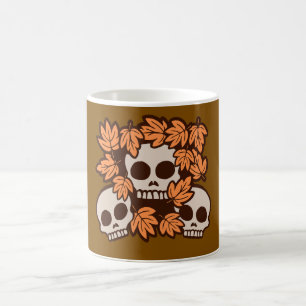 Autumn Skulls with Fall Leaves Wreath Seasonal Fun Coffee Mug