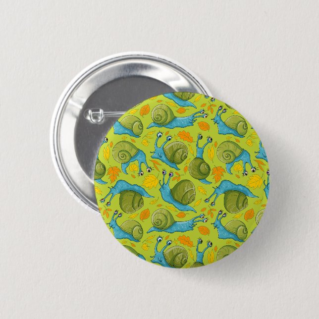 Autumn snails 6 cm round badge (Front & Back)