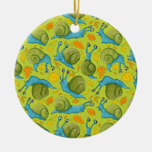 Autumn snails ceramic ornament