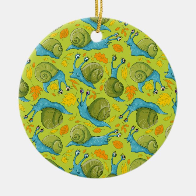 Autumn snails ceramic ornament (Front)