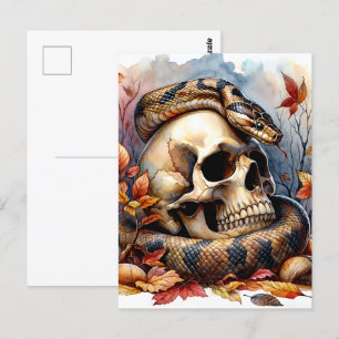 Autumn Snake With Skull Postcard