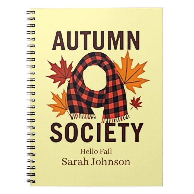 Autumn Society – Personalised Plaid Letter Fill Notebook (Front)