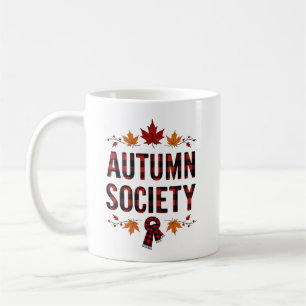 Autumn Society Plaid Lettering Personalised Coffee Mug