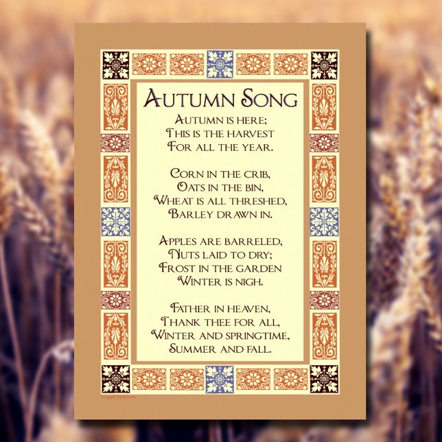 Autumn Song Thanksgiving Harvest Poem Poster (Creator Uploaded)