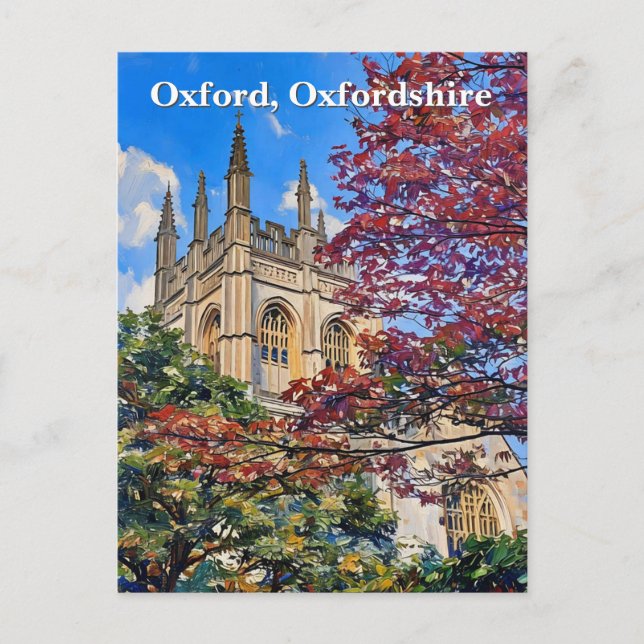 Autumn Spires – Oxford Cathedral in Fall Postcard (Front)