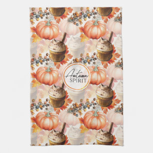 Autumn Spirit Cosy Watercolor Pattern Tea Towel
