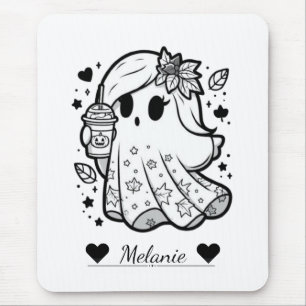 Autumn Spirit: Girly Ghost with Pumpkin Spice Mouse Pad