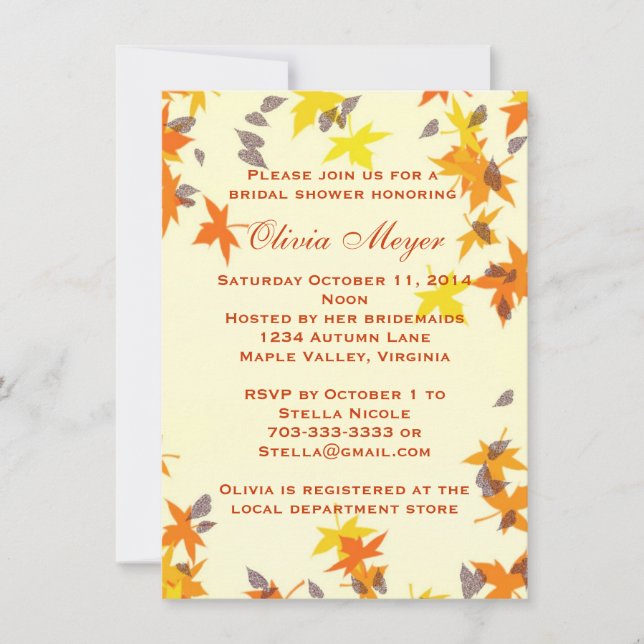 Autumn Splendour Bridal Shower Invitation (Front)