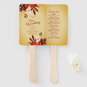 Autumn Splendour Floral Gold Washed Ivory Wedding Hand Fan