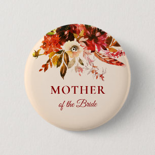 Autumn Splendour Ivory Blush Mother Of The Bride 6 Cm Round Badge