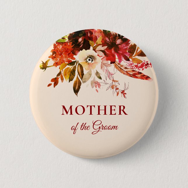 Autumn Splendour Ivory Blush Mother Of The Groom 6 Cm Round Badge (Front)