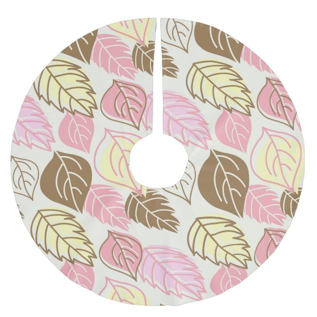 Autumn Splendour: Leaf Seamless Pattern Brushed Polyester Tree Skirt (Front)
