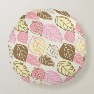 Autumn Splendour: Leaf Seamless Pattern Round Cushion