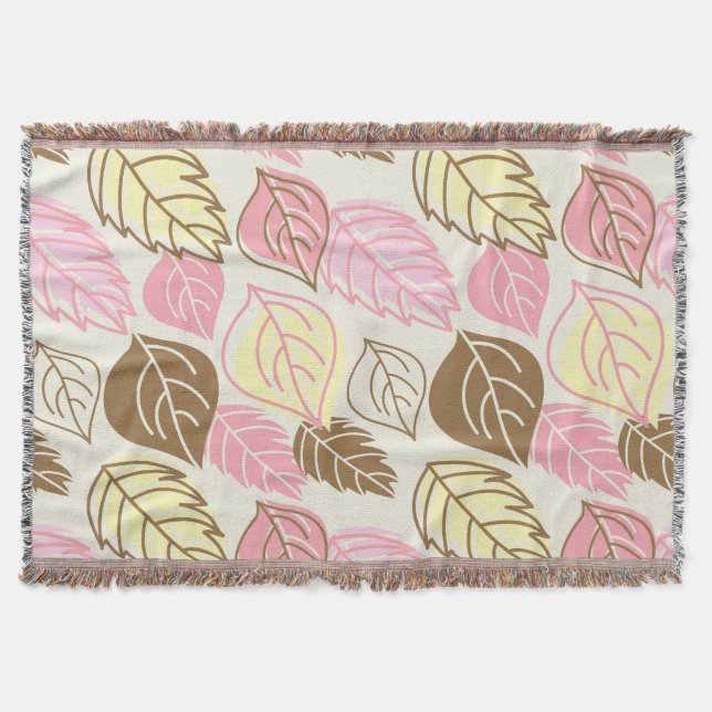 Autumn Splendour: Leaf Seamless Pattern Throw Blanket (Front)