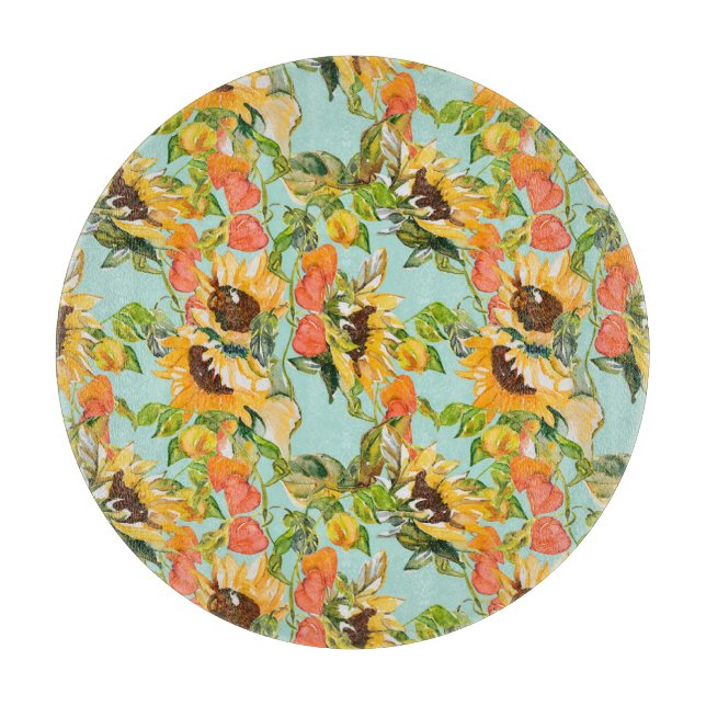 Autumn Splendour: Seamless Nature Pattern Cutting Board (Front)