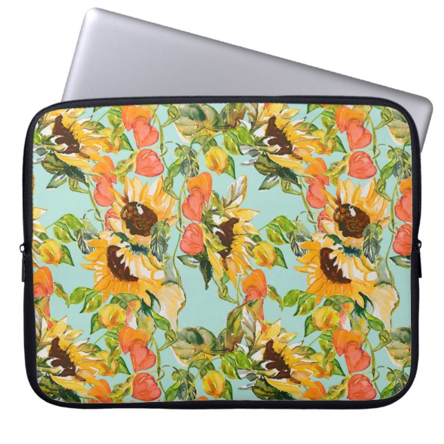 Autumn Splendour: Seamless Nature Pattern Laptop Sleeve (Front)