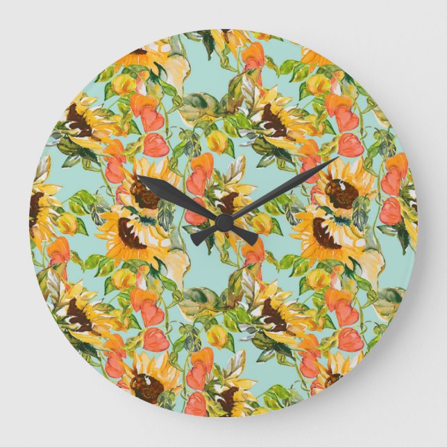 Autumn Splendour: Seamless Nature Pattern Large Clock (Front)