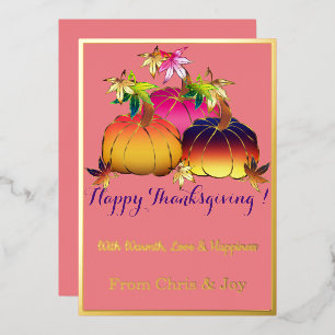 Autumn Splendour Whimsical Thanksgiving  Foil Holiday Card