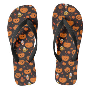Autumn Spooky Pumpkin Pizzazz Party Thongs