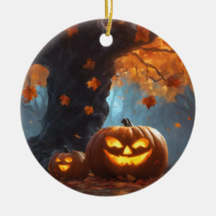 Autumn Spooky Vibes Ceramic Ornament