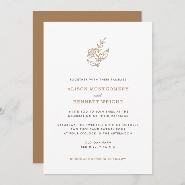 Autumn Sprig Fall Wedding Invitation (Front/Back)