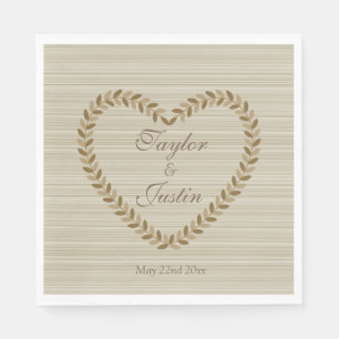 Autumn sprigs leaves heart zen wedding napkins