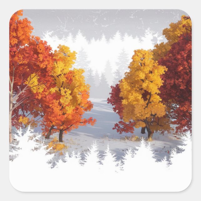 Autumn  square sticker (Front)