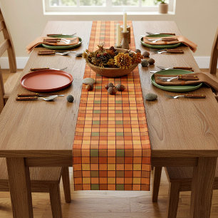 Autumn squares short table runner