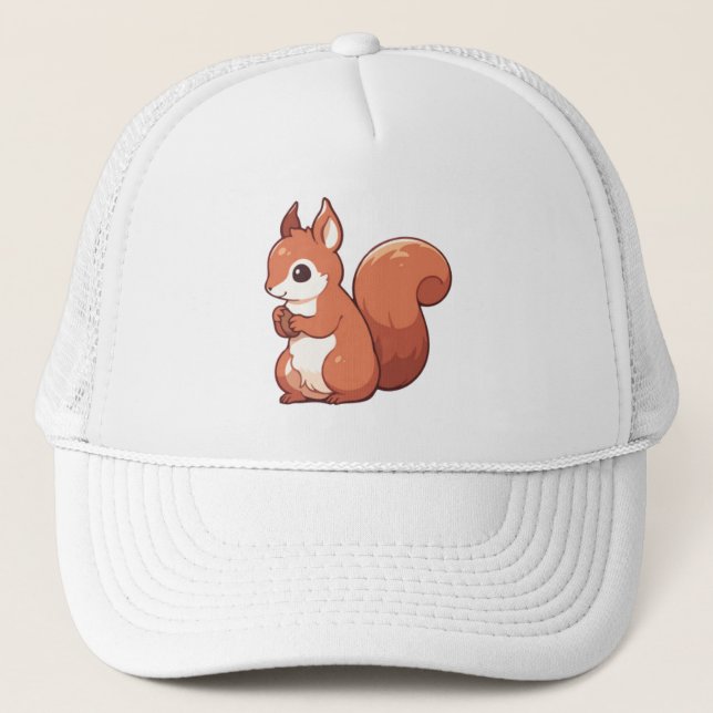 Autumn Squirrel Aesthetic Trucker Hat (Front)