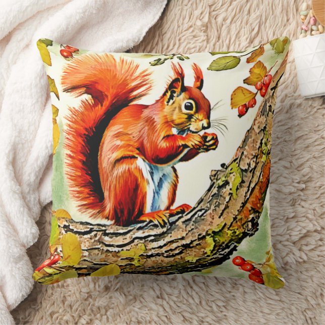 Autumn Squirrel Art Cushion (Blanket)