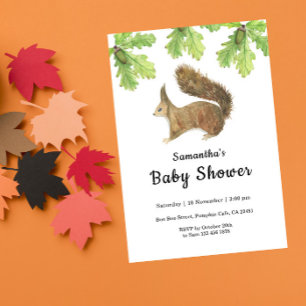 Autumn Squirrel Baby Shower Invitation