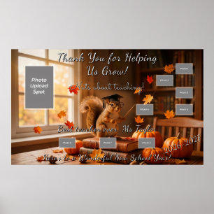 Autumn Squirrel Back School Teacher Appreciation Poster