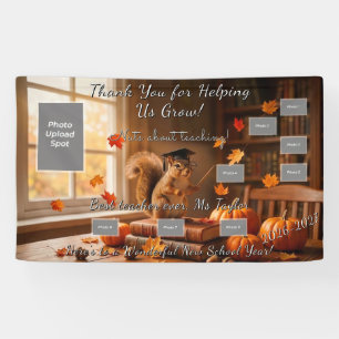 Autumn Squirrel Back to School Teacher Banner