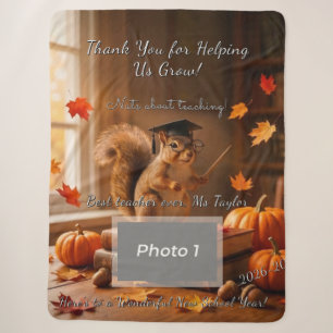 Autumn Squirrel Back to School Teacher Blanket