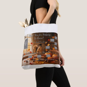 Autumn Squirrel Back to School Teacher Shoulder Tote Bag