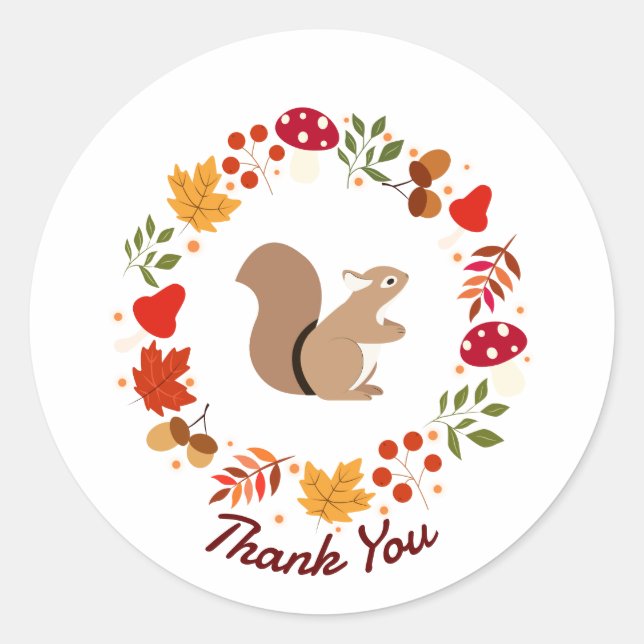 Autumn Squirrel Classic Round Sticker (Front)